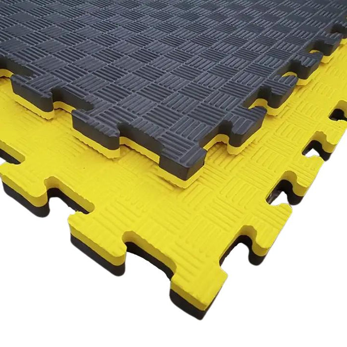 SET 30 Unidades de Tatami Profesional Puzzle 100x100x2 cm Negro y Amarillo