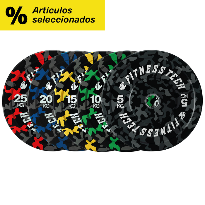 Disco Bumper Plate Camuflaje Flecks Alta Resistencia