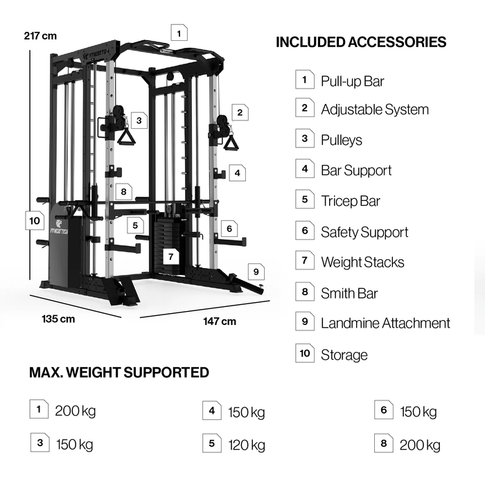 Maquina  Smith Machine S8000 I Máquina de Musculación Multifunción