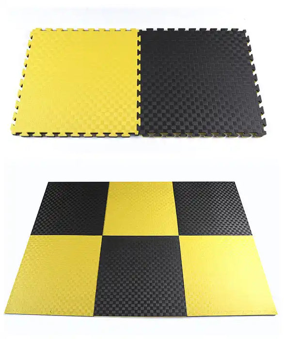 SET 30 Unidades de Tatami Profesional Puzzle 100x100x2 cm Negro y Amarillo