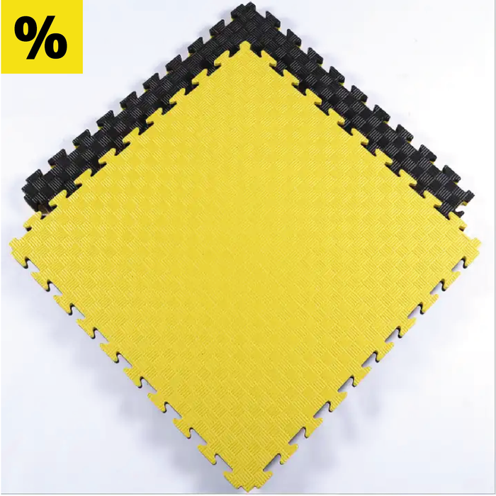 SET 30 Unidades de Tatami Profesional Puzzle 100x100x2 cm Negro y Amarillo