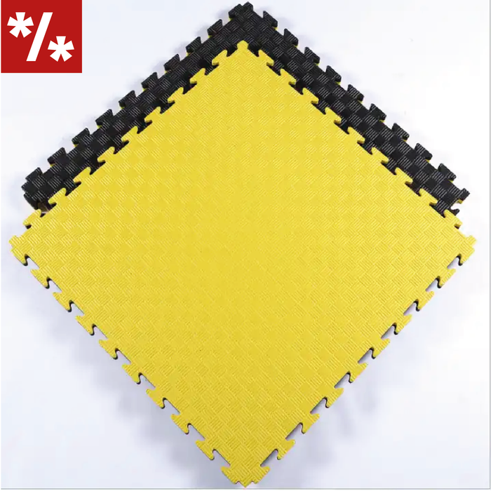 SET 10 Unidades de Tatami Profesional Puzzle 100x100x2 cm Negro y Amarillo