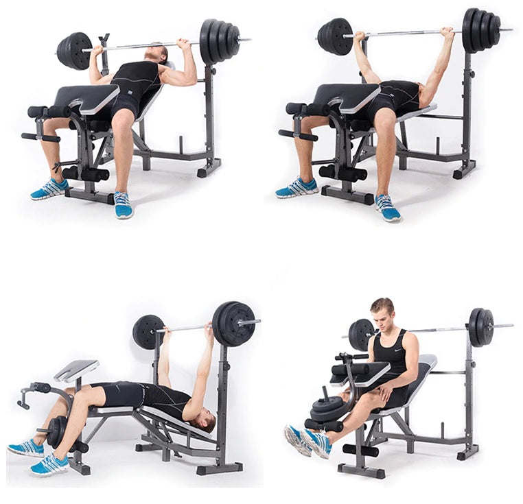 Banco musculación multiestación con rack para pesas reclinable